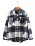 Autumn Women's Wear Urban Leisure Woolen Plaid Shirt