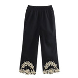 Summer New Women's Design Sense Fashion Set With Thin Embroidered Vest High-Waisted