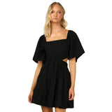 Zingj Spring And Summer 2023, The New Solid Color Rubber Tendon Waist Fresh And Sweet Short Dress