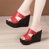 Slope And Cool Slippers Women's Summer New Loose Cake Thick Bottom Waterproof Table Fashion Wearing Large-Size
