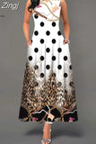 Women Floral Printed Long Dresses Casual Sleeveless Beach Holiday Boho Maxi Dress