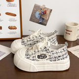 White Shoes Women In The Autumn And Winter Of 2025 New Round Head Thick Soles Raised With Large Head Bread Shoes With Canvas