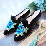 Zingj Tip Fashion Collocation Cheongsam Peony Embroidered Cloth Slippers Women Shoes Cloth