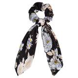 Bow Long Ribbon Hair Scrunchie Chiffon Floral Print Sweet Elastic Hair Band Ponytail Hair Scarf Hair Tie Hair