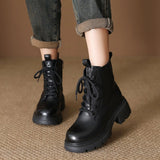 Layer Of Cowhide Martin Boots Women 2025 Autumn And Winter New Thick-Bottomed Fashion Light, Anti-Slip Coarse And Leather Short