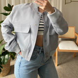 New Coat Temperament Collar Big Pocket Neutral Style Women's Jacket Small Fragrant Spring And Autumn Coat