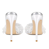 Silver Crystal Pendant Hand-Slender High Heel Banquet Large Size Women Sandals