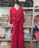 Zingj Summer New Fashion Temperament Versatile Waist Cardigan Long Dress-Outfit