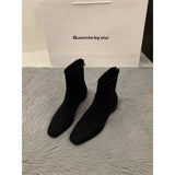 Velvet Velvet Korean Small Ankle Boots Women's Shoes 2025 New Autumn And Winter Plus Velvet Martin Boots Slim Skinny Short
