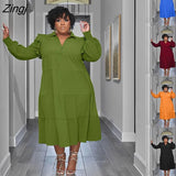 Size 5XL Women Shirt Dress Solid Color Turn-down Collar Summer Midi Dress Lady Casual Loose Irregular Beach Dress Vestidos 211-1-Outfit