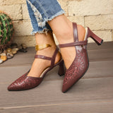 High-Heeled Sandals New Fashion Pointed Sandals Behind The Air Soft Leather Hollow Hollow High Heels