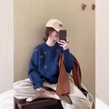Version Of Gray Loose Hand Embroidered Sweater Coat Women In Autumn And Winter Outside The Lazy Wind Soft Knitted