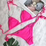 Zingj Bikini 2023 New Sexy Metal Accessories Rhinestone Women's Split Swimsuit Plain Strap