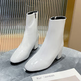 Version Of The British Wind Plus Short Sleeker Boots Woman's Head Thick And Side Zipper Round Head Martin Boots