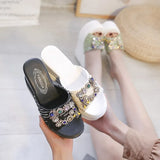 Zingj Slippers Female Wear Slope With Women's Diamond Square Buckle Cool Drag 2023 Summer New Platform Waterproof Platform Women's