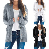 2025 New Women's Casual Cardigan Jacket Solid Color Mah-Button Cardigan Sweater