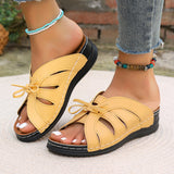 Bow Flat Bottom Slope And Slippers 2025 New Solid Color Rocking Line Hollow Fish Mouth