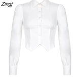 Women Y2k Club Sexy Sweet Style Inside Autumn Fashion Preppy All-match Crops Simple Blusas Tender Mujer Schoolgirl