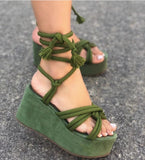 Women's Shoes 2025 Summer New Fish Mouth Strap Slopes Sandals Women's Large-Size Thick-Soled