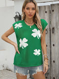 Summer New Loose Women's Dress Maple Leaf Embroidered Round Collar Short-Sleeved Knitwear