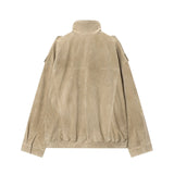 Suede With Loose Leather Coat In Autumn