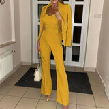 Spot Autumn 2025 New Fashion Long-Sleeved Small Suit Trousers Jumpsuit Two-Piece