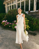 Women's Solid Color Chiffon Ribbon Dress With Chest-Scared Fashion Sleeveless Women