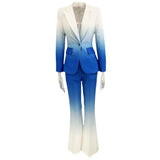 New Fashion Temperament Gradient Color Repair Suit Horn Trouser Set Two