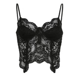 Resort Style Sexy Lace Spliced Buckle V-Neck Sling Vest Babes Skinny Fish Bone