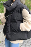 Women Sleeveless Jacket Puffer Vest Ladies Winter Warm Waistcoats Female Solid Stand Collar Coat Loose Outwear Weste