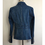 Autumn And Winter Coat Double Buckle Lion Buckle Washing Water Denim West Decoration Small