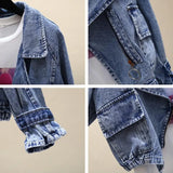 Zingj New Korean Version Loose Large Size BF Student Versatile Retro Motorcycle Denim Jacket Female Short Jacket-Outfit