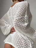 New Beach Hooded Knitted Loose Long-Sleeved Swimsuit