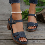Retro Casual Roman Style Round-Headed Women's Shoes New Hollow Breathable Flat Buckle