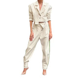 Zingj 2023 New Sub-Pure Color Fashion Lapel Short Suit Temperament Trousers Suit-Outfit