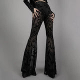 New Ins Bohemian Perspective Bell-Bottoms Women's 2023 Black Casual Long-Legged