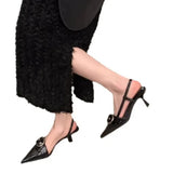 French Silver High-Heeled Shoes Bag Head Sandals 2025 New Spring And Summer Korean Style Temperament Pointy Single