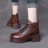 Kraft With Martin Boots Girl Autumn And Winter Leather Two Cotton Boots Children Thick And Loose Cake Single Boots Retro