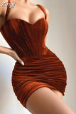 Quality Summer Velvet Bodycon Dress Women 2023 New Arrivals Lined Green Party Dress Sexy Celebrity Evening Club Night