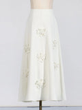 Sense A Word Skirt 2025 Summer New Fashion Three-Dimensional Flower Splicing High Waist Versatile Long Skirt