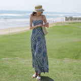 Zingj Holiday Backless Dress Super Fairy National Wind Halter Dress Beach Beach Temperament Blue Chiffon