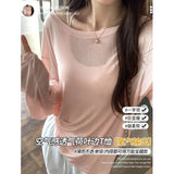 Micro-Permeable Pure Desire Lazy And Relaxed Feeling Thin Bottom Shirt Long-Sleeved T-Shirts Summer Thin Air Conditioning