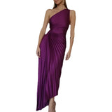 New Spring And Summer Purple Dress Dress Folded Dress 100 Foldless Dress Sleeveless Irregular Evening