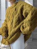 Oversized Cable Knit Sweater-Outfit