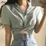 Women Turn-down Collar Casual Tender Ladies Female Elegant Girls Student Streetwear Fashion Ulzzang Stylish Blusas