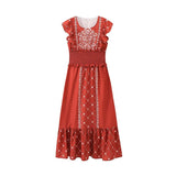 Women's New Three-Color Printing To Take Waist Dress