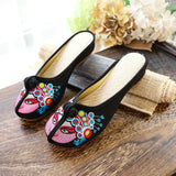 Zingj Embroidered Cloth Shoes Sandals National Tide Quintessence Of Facial Makeup Flower Dan Dish Buckle Female Cool