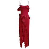 Zingj Spring Hot New Sexy Fashion Pure Color Back Open Fork Splicing Halter
