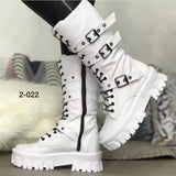 Women's Leather Boots In Autumn With The British Belt Buckle Punk Style Handsome Long Barrel Knight