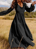 for Women 2025 Spring Summer New Rayon Print Dress Long Sleeve Slim Fit Big Swing Long Dress Oversized Bridesmaid Dress 211-1-Outfit